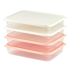 EASY&FREE Slim Pack可堆疊冰箱收納保鮮盒組 白色 2入+粉色 2入, 1.2L, 1組