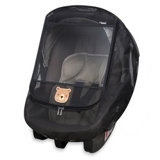 Manito 網眼嬰兒汽車座椅布章嬰兒推車專用防蟲罩, 1個, 小熊黑色