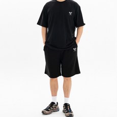 오에타 오프 코트 더블 코튼 오버사이즈 반팔티 + 더블 오버핏 숏팬츠 세트