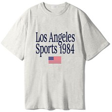 오에타 남녀공용 LA1984 더블 코튼 오버사이즈 통기성 반팔 티셔츠