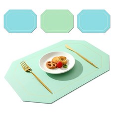 로렘 LINE 엣지 양면 테이블 매트, 티파니민트 + 스카이블루, 30 x 43 x 1.8 cm, 4개