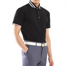 MINEFLOW 男款夏季高爾夫BN雙線羅紋短袖Polo衫