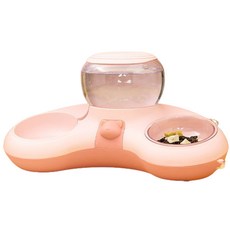 Lanboer 寵物用月牙型半自動飲水餵食器 均碼, 1個, 粉色