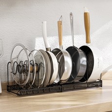 씨오브비 주방용 하부장 서랍장 접이식 냄비 수납 선반, 블랙