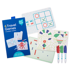 Super Petit 矽膠彩繪餐墊旅行組, 6 Travel Games, 3 Erasable Markers, 100% 矽膠，趣味，可重複使用, 10 x 15cm