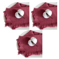 Block Mart 廚房亞麻餐巾, 酒紅色, 3個