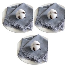 Block Mart 廚房亞麻餐巾, 灰色, 3個