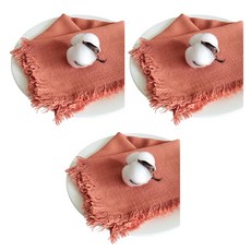 Block Mart 廚房亞麻廚房巾, 橘色, 3個