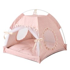 데이소이 고양이 플라워 텐트형 숨숨집, 핑크, 1개