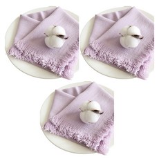 Block Mart 廚房亞麻餐巾, 紫色, 3個