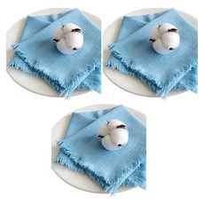 Block Mart 廚房亞麻餐巾, 天藍色, 3個