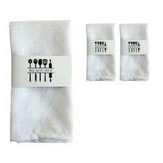 Block Mart 餐桌棉質廚房巾, 白色, 3個