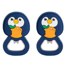 아티홈 애니멀 냉장고 자석 실리콘 오프너 펭귄, 혼합색상, 2개