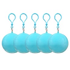 便攜式球型雨衣, 5個, 藍色