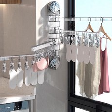 Aromat 家用可折疊壁掛式室內毛巾襪子嬰兒衣物4層晾衣架, 夾式白色