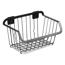 Block Mart 廚房黏貼式壁掛收納籃, 黑色, 1個