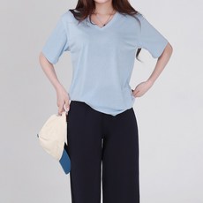 코튼클로젯 여성용 베이직 V넥 반팔 티셔츠