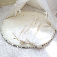 HWAMO BABY 嬰兒優質紗布刺繡圓形地毯, 1條, 月光鬱金香