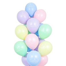 PARTYSHOW 派對裝飾氣球 霧面馬卡龍色 生日快樂 20入組, 混色, 1套