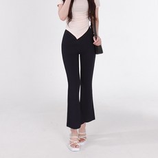 Cotton Closet 女款涼感透氣涼爽夏季涼感彈性鬆緊帶靴型西裝褲