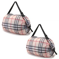 알로데 리데레 줄무늬 접이식 장바구니 쇼핑백, 05 격자무늬, 2개