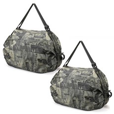 알로데 템푸스 레터링 접이식 장바구니 쇼핑백, 04 그린, 2개