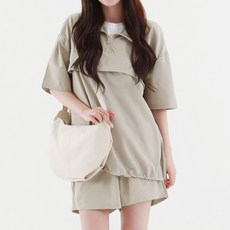 코튼클로젯 여성용 반팔 아노락 반바지 트레이닝 상하의 세트