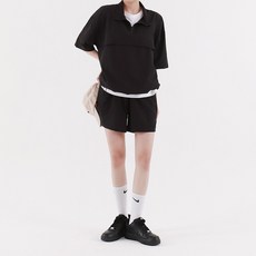 코튼클로젯 여성용 반팔 아노락 반바지 트레이닝 상하의 세트