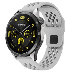 HAMATE Galaxy Watch 相容多孔軟矽膠環狀錶帶 22mm, 淺灰色