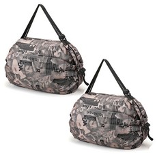 알로데 템푸스 레터링 접이식 장바구니 쇼핑백, 03 베이지, 2개