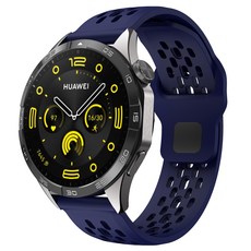 HAMATE Galaxy Watch 相容多孔軟矽膠環形錶帶 22mm, 海軍藍