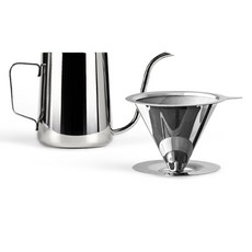 KALDIN 全不鏽鋼手沖咖啡雙人組 FD02, 1套, 濾杯 + 手沖壺 600ml