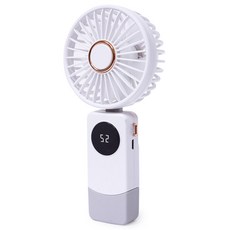 액센 LED 대용량 배터리 잔량표시 접이식 5단 조절 핸디 선풍기, 화이트, F36
