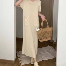 페이퍼먼츠 빅포켓 루즈핏 롱 여름 니트 원피스 22544