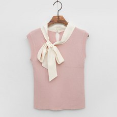 여성용 럽스 리네 리본넥 골지 민소매 니트