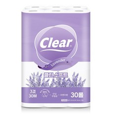 Clear Clean Soft 薰衣草天然紙漿3層高級捲筒衛生紙, 30m, 1個, 30入
