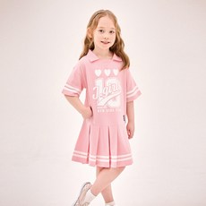 JELISPOON 女童透氣甜美網球百褶連身裙