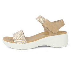 제이슈 여성용 소가죽 팅글 찍찍이 스트랩 5cm 플랫 샌들