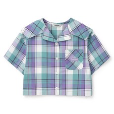 renoma kids 女童涼感透氣格紋短版襯衫 R2422B360