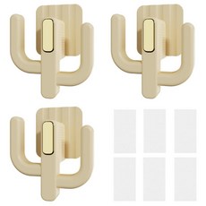 Mkzone仙人掌多功能客廳拖鞋架 3入+黏貼式貼紙 6入組, 淺褐色, 1組