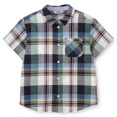 renoma kids 男童透氣夏季格紋短袖襯衫 R2422B314