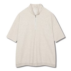 일루소 남녀공용 특양면 하프 집업 아노락 카라 반팔 티셔츠