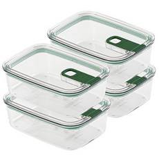 Bielrak全透明一觸式密封容器 綠色 900ml, 4個, 單品