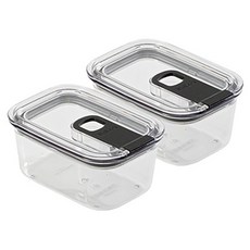 透明一鍵式密封保鮮盒 黑色 400ml, 2個, 單品