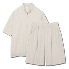 일루소 남성용 특양면 아노락 카라 버뮤다 트레이닝복 상하의 세트