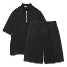 일루소 남성용 특양면 아노락 카라 버뮤다 트레이닝복 상하의 세트