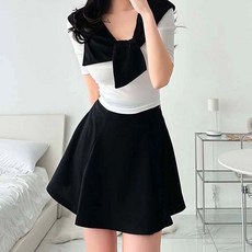 글램디브 소로니 스판 A라인 훌 미니스커트 AD0508