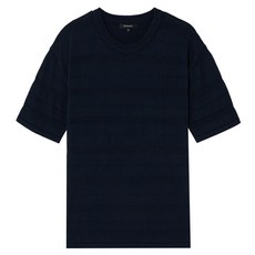 파렌하이트 남성용 조직 스트라이프 디테일 유넥 반팔 니트 티셔츠 FEUCD8314