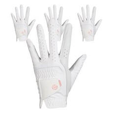 半羊皮高爾夫手套 左手用, 白色 + 粉色(女款), 4個