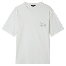 파렌하이트 남성용 통기성 TRIP 패스포트 아트 배색 그래픽 라운드 반팔 티셔츠 FEIBD3802